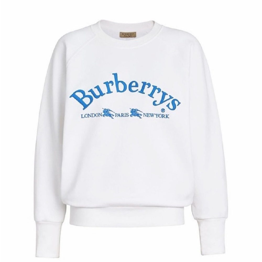Burberry Logo Embroidered White Sweatshirt